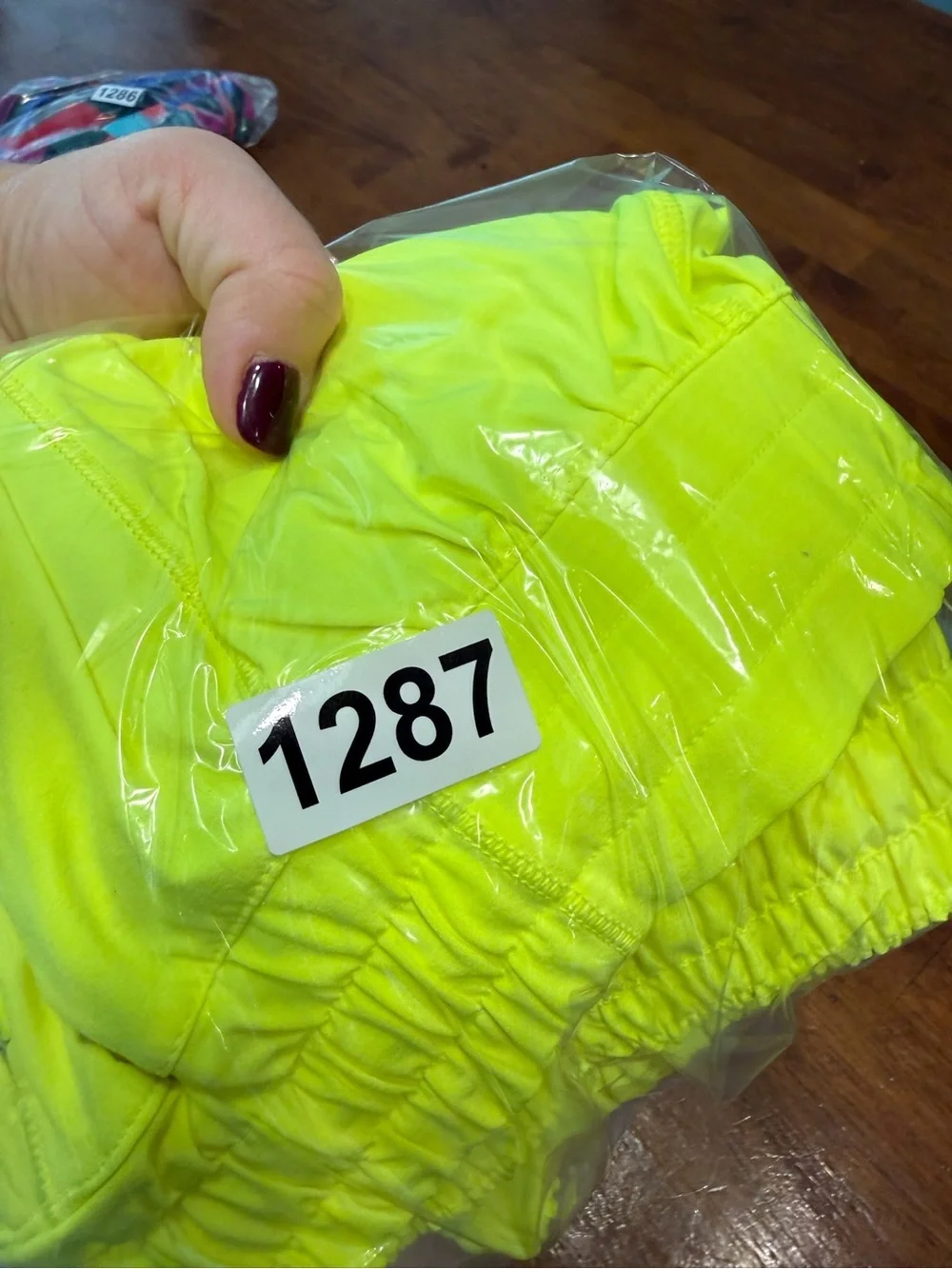 Lululemon Hotty Hot Lined Running Shorts Highlight Yellow Neon Size 8